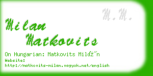 milan matkovits business card